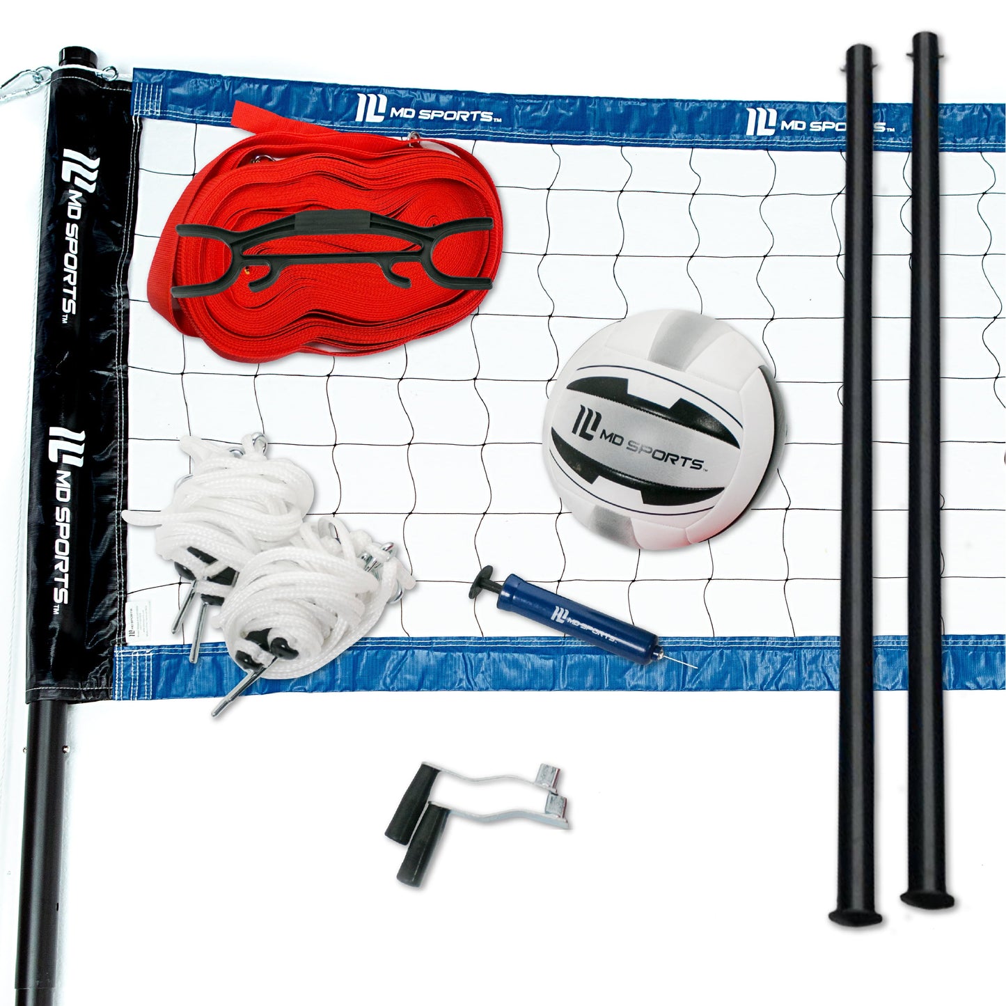Volleyball Set Official Size Net Ball Poles Outdoor Team Sports