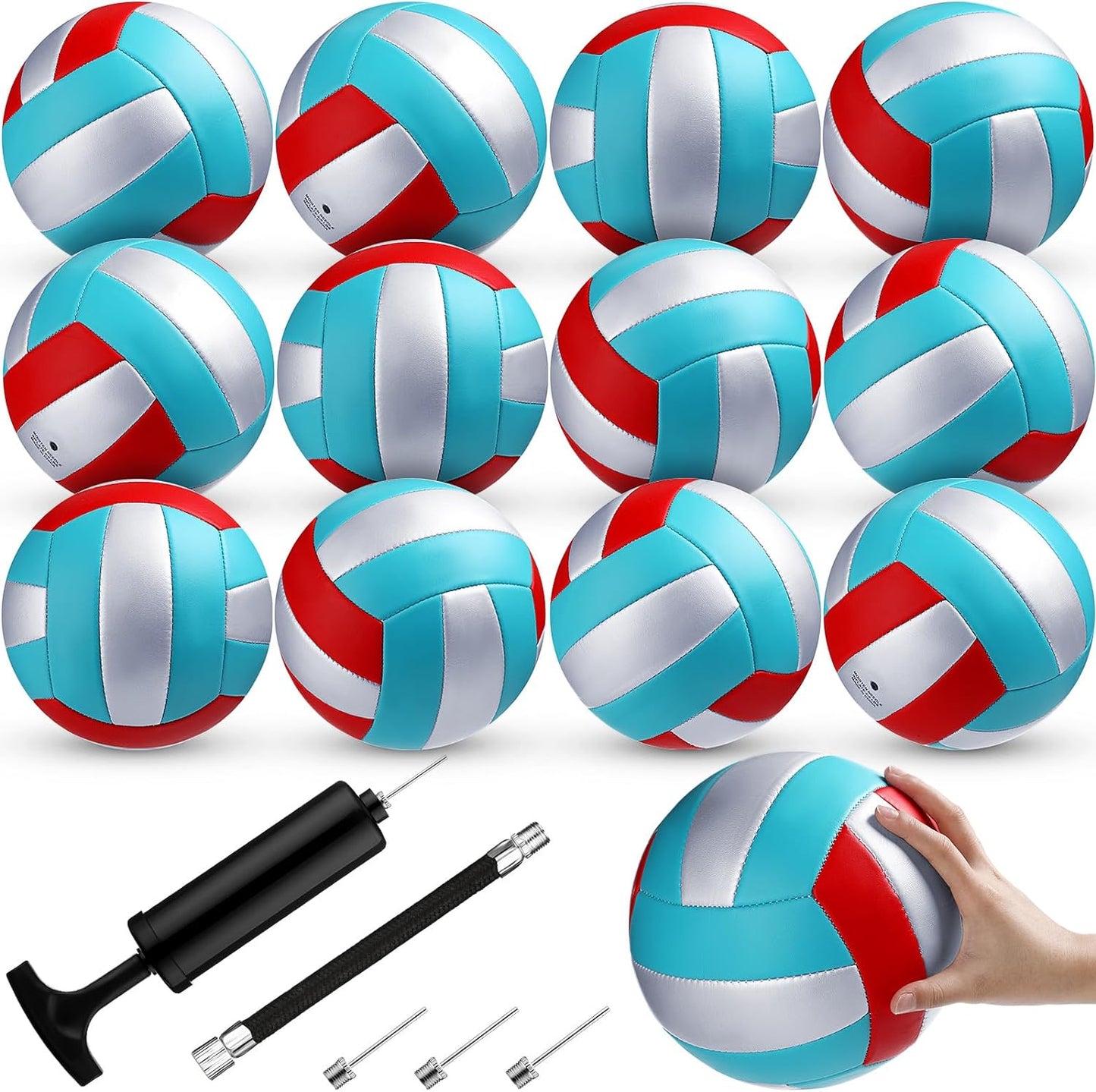 12 Pcs Volleyballs Official Size 5 Volley Balls Bulk Practice Volleyballs Indoor Outdoor Soft Recreational Volleyball with Pump for Beginner Teen for Gym Training Beach Pool