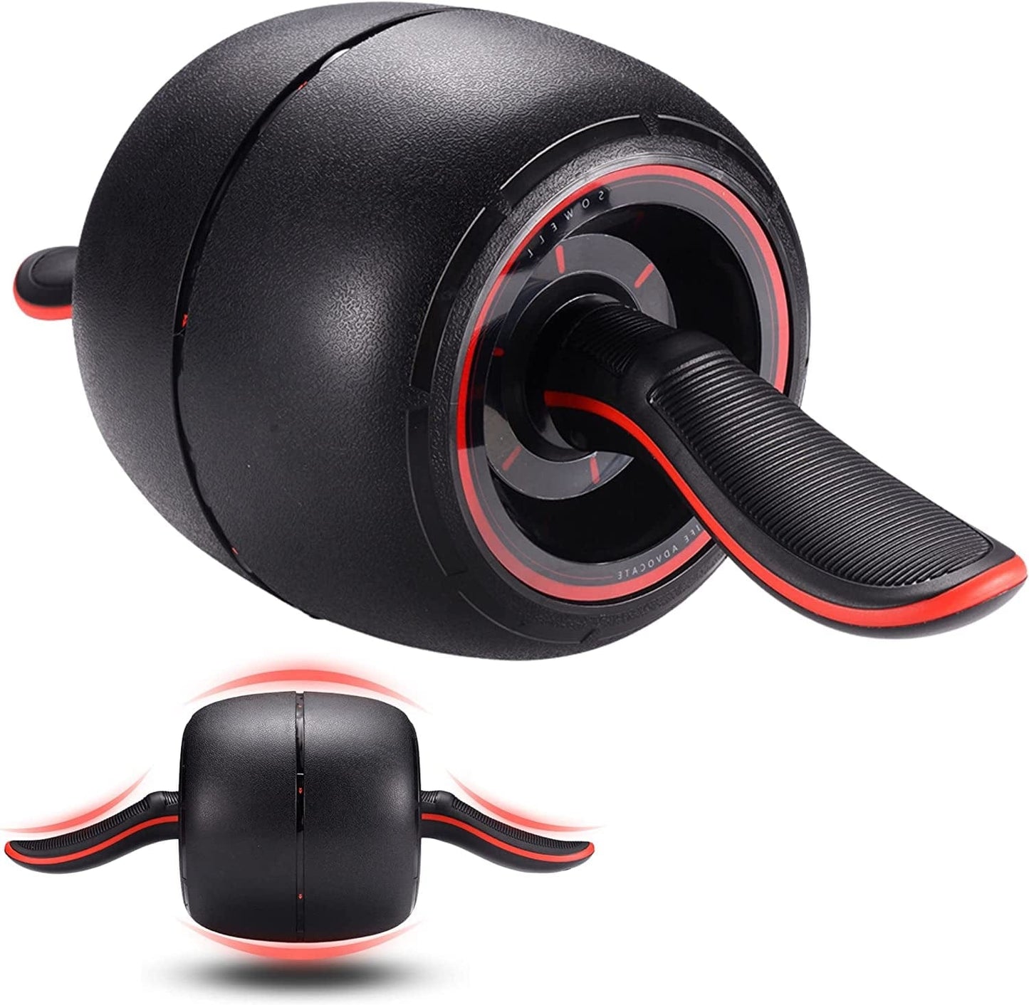 Ab Roller Workout Equipment - Home Gym Accessories for Men and Women - Wheel Exercise and Fitness Gear for Abdominal and Core Strength Training with Removable Non-Slip Handle, Black