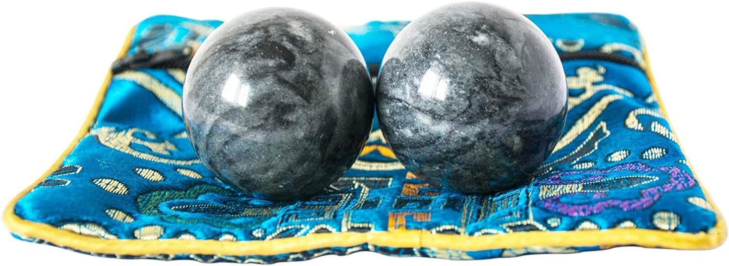 Addune Chinese Baoding Balls Dark Grey Health Exercise Stress Hand Balls Natural Chinese Health Medicine Marble Balls
