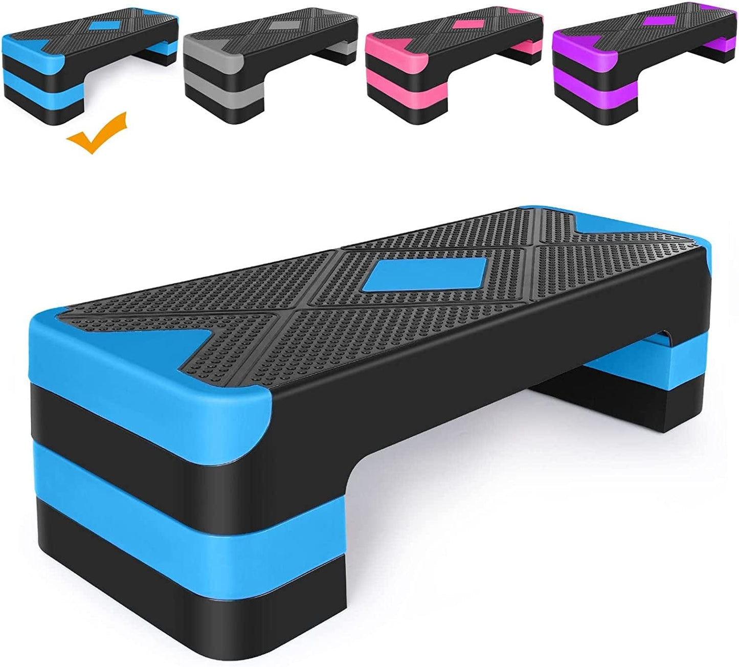 Adjustable Workout Aerobic Stepper in Fitness & Exercise Step Platform Trainer 3 Settings Adjustable Height 4”-6”-8”