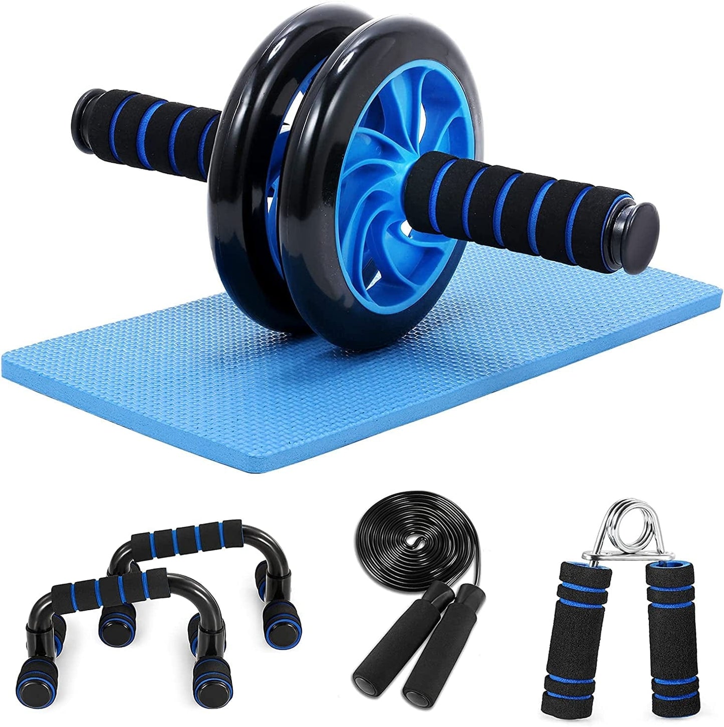 Aeike 5-In-1 AB Wheel Roller Kit with Push-Up Bar Jump Rope Hand Gripper and Knee Pad for Gym Home Workout