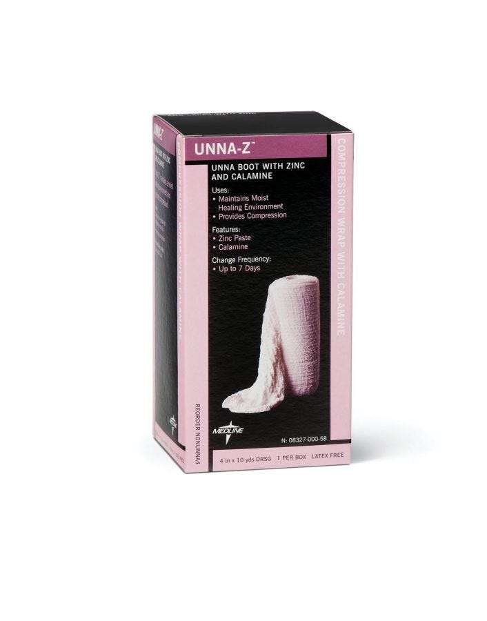 Unna -Z Unna-Z Unna Boot Bandages: 4" x 10 yd, W/Calamine, 12 Count