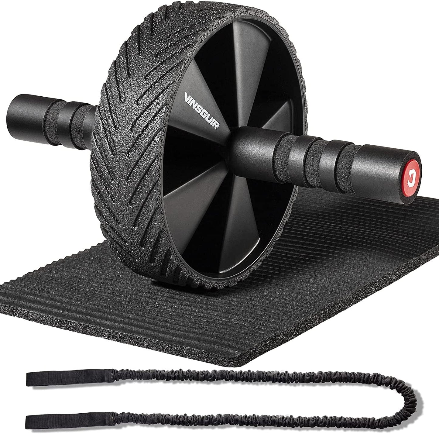 Vinsguir Ab Roller Wheel Kit- Ab Workout Equipment with Resistance Bands & Knee Mat,Exercise Roller for Core Strength Training & Home Gym Fitness, Abdominal Carver Machine for Men & Women