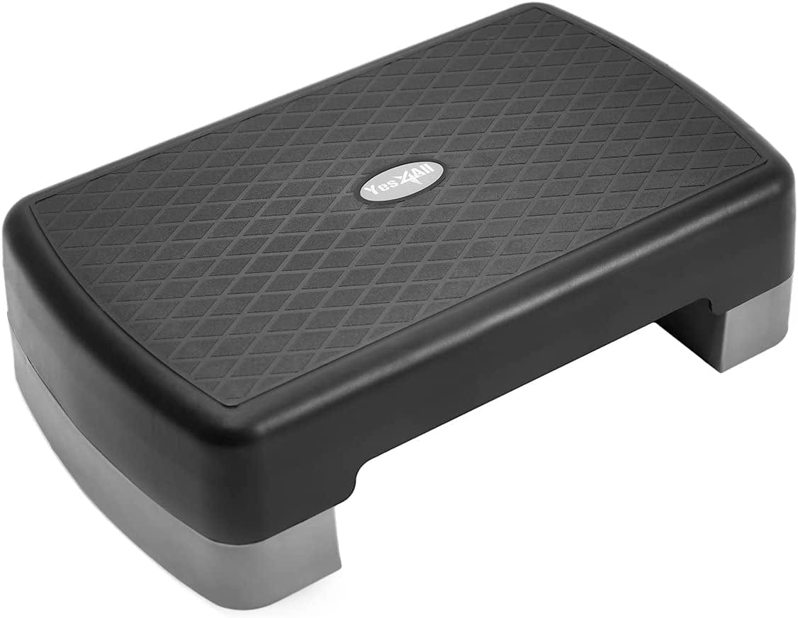 Yes4All Aerobic Exercise Step Platform, 18Inch with 4" 6" Adjustable Height Risers for Home Gym Fitness Workout