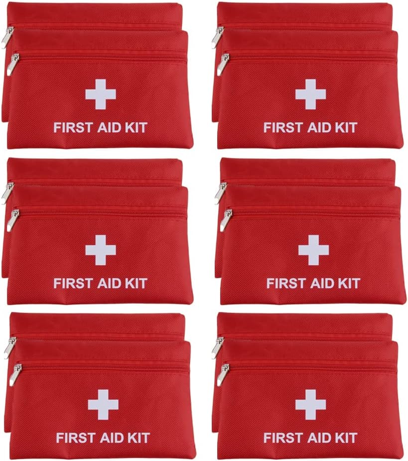 12 Pack Small First Aid Kit Bag Empty, First Aid Bag Pouch Bag for Home Office Car Businesses Camping(Empty Bag)