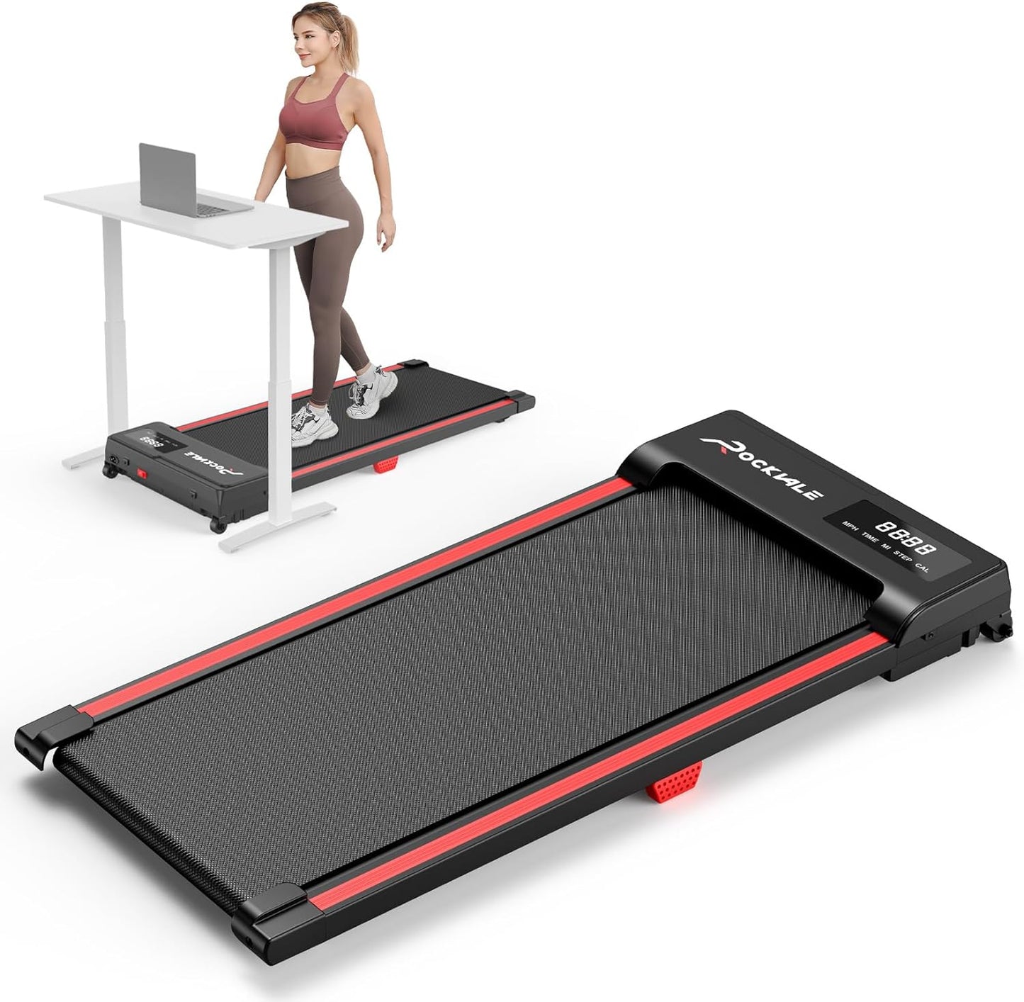 Walking Pad, Rockvale Under Desk Treadmill for Home Office, Portable Mini Treadmill - $115