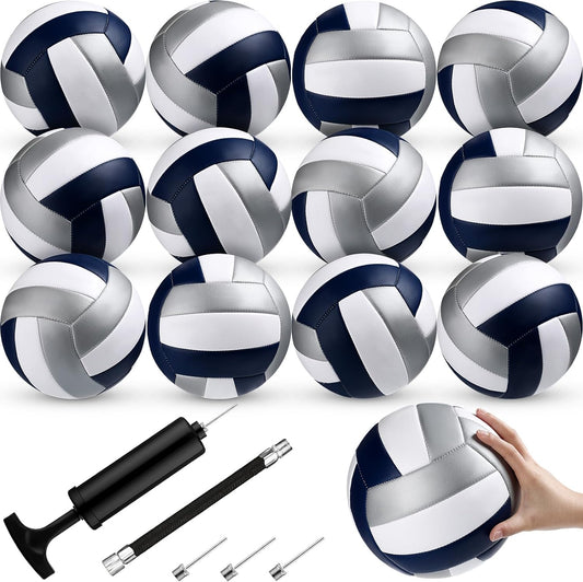 12 Pcs Volleyballs Official Size 5 Volley Balls Bulk Practice Volleyballs Indoor Outdoor Soft Recreational Volleyball with Pump for Beginner Teen for Gym Training Beach Pool