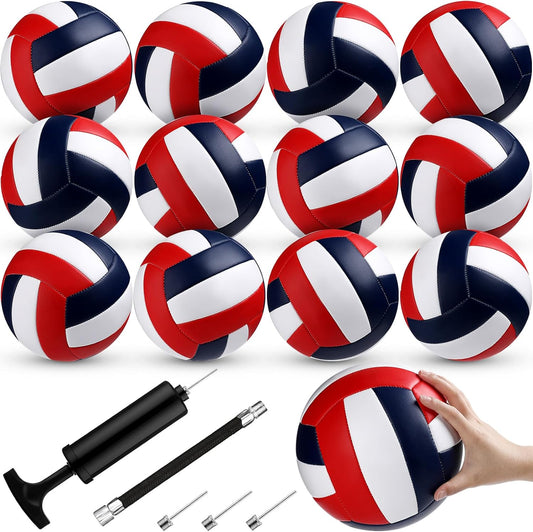12 Pcs Volleyballs Official Size 5 Volley Balls Bulk Practice Volleyballs Indoor Outdoor Soft Recreational Volleyball with Pump for Beginner Teen for Gym Training Beach Pool