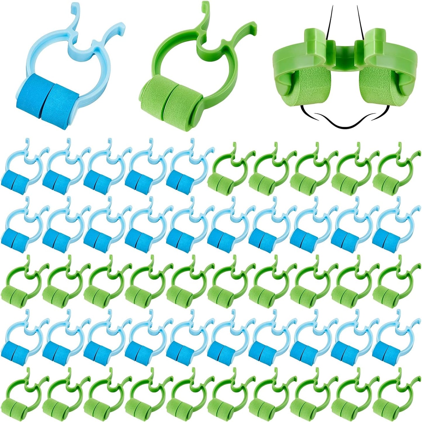 50 Pcs Stop Nosebleeds Clip Nose Bleed Stopper Nasal Clip for Kids Adult Emergency Accident, Blue and Green