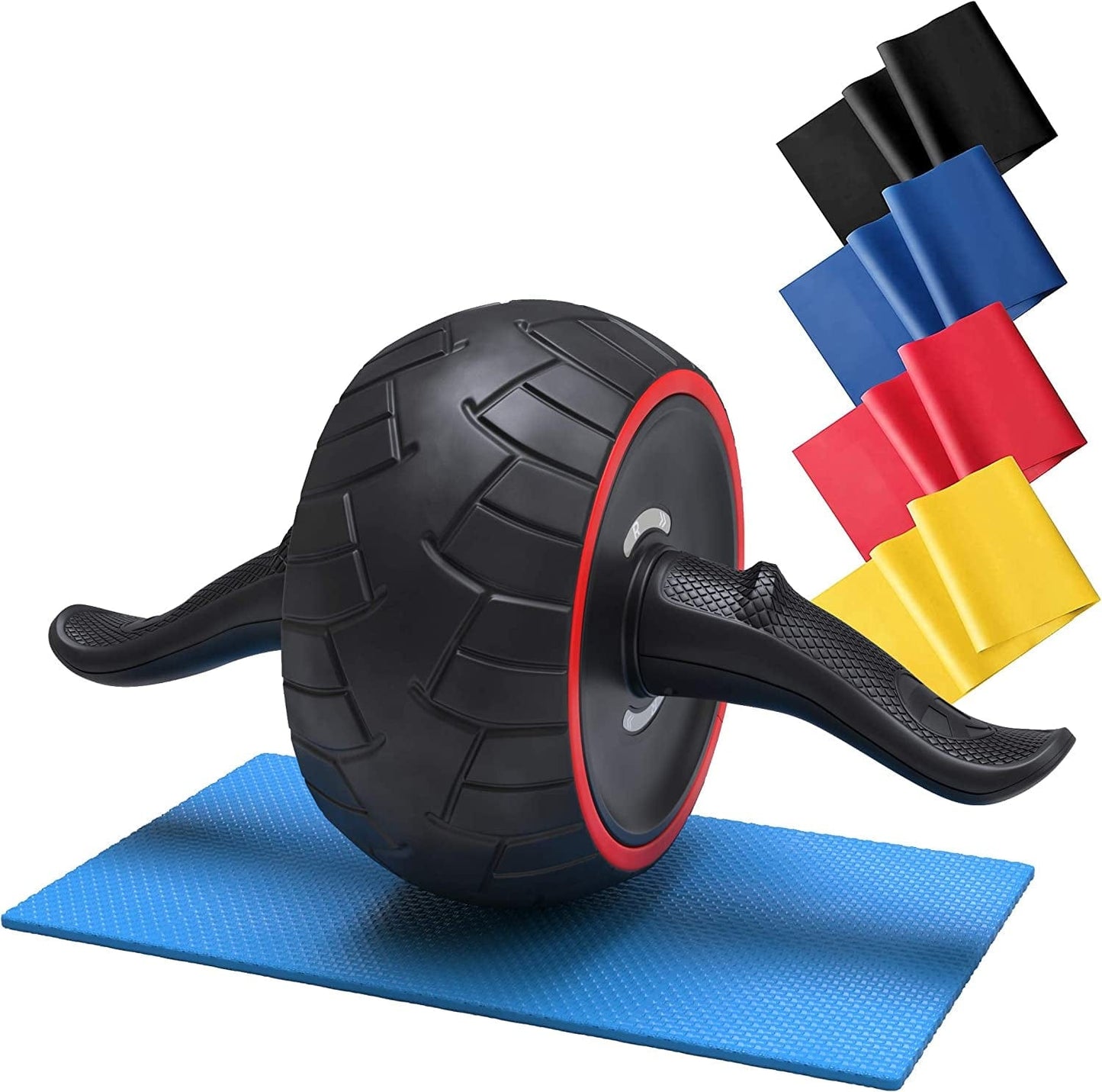 Ab Roller for Abs Exercise Workout Fitness Ab Wheel Roller Knee Mat Resistance Bands Home Gym Equipment for Men Women Abdominal Exercise