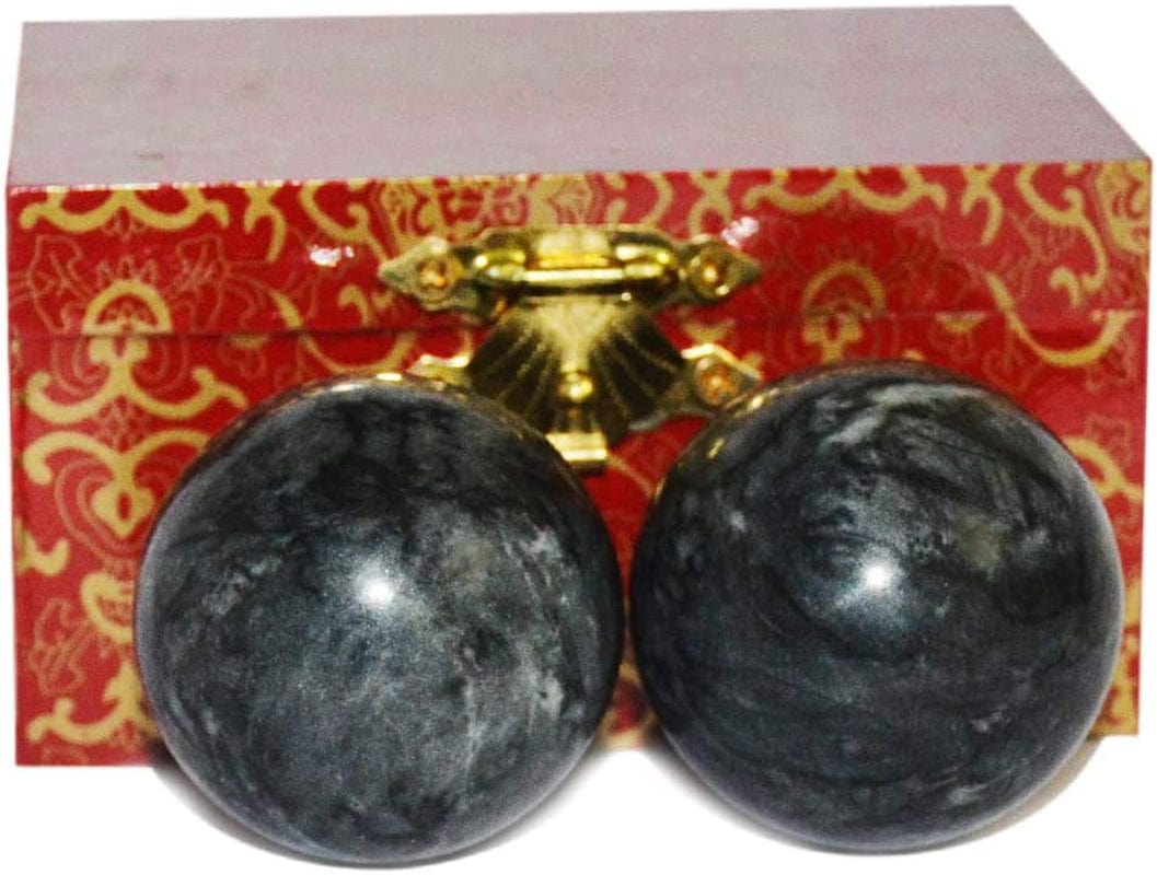 Addune Chinese Baoding Balls Dark Grey Health Exercise Stress Hand Balls Natural Chinese Health Medicine Marble Balls
