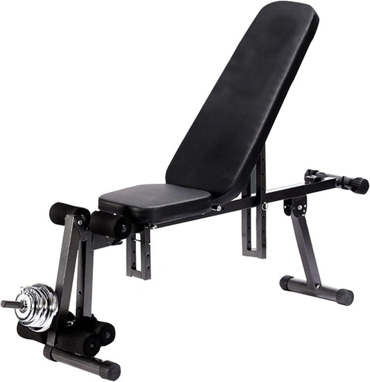 Adjustable Weight Bench Folding Barbell Exercise Fitness Dumbbell Bench for Full Body Exercise, Strength Training Bench Press with Resistance Bands for Home Gym, 660 Lbs Capacity