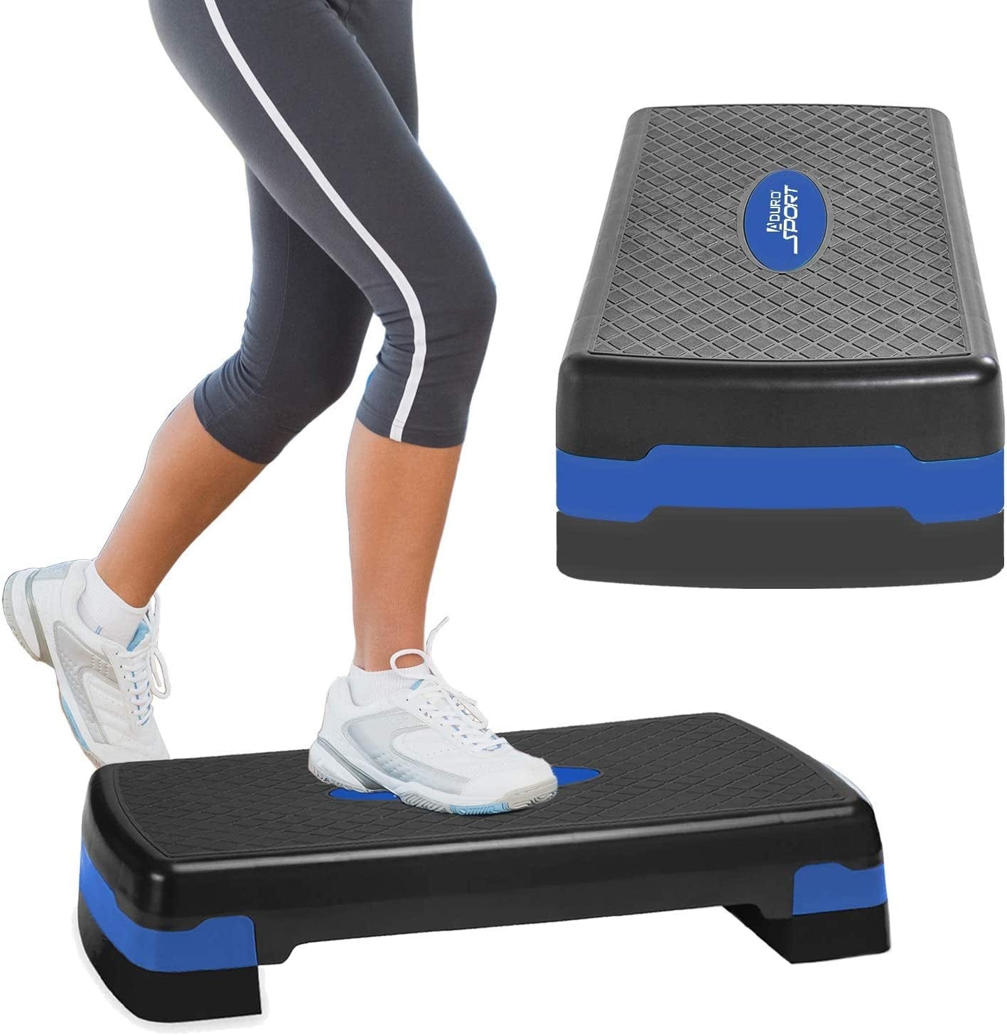 Aduro Sport Aerobic Exercise Step Deck, Adjustable Workout Fitness Stepper Exercise Platform with Risers