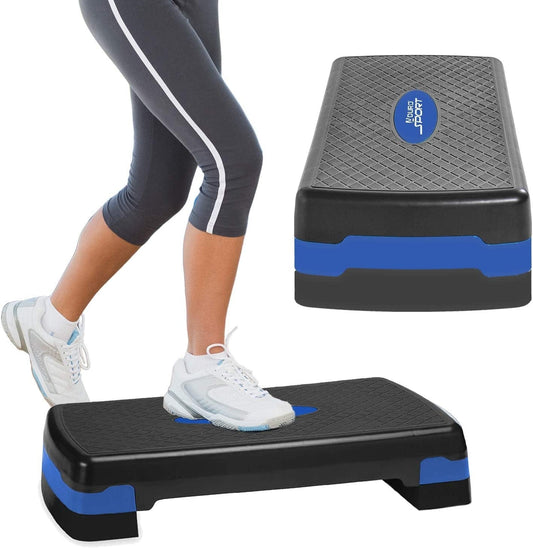 Aduro Sport Aerobic Exercise Step Deck, Adjustable Workout Fitness Stepper Exercise Platform with Risers