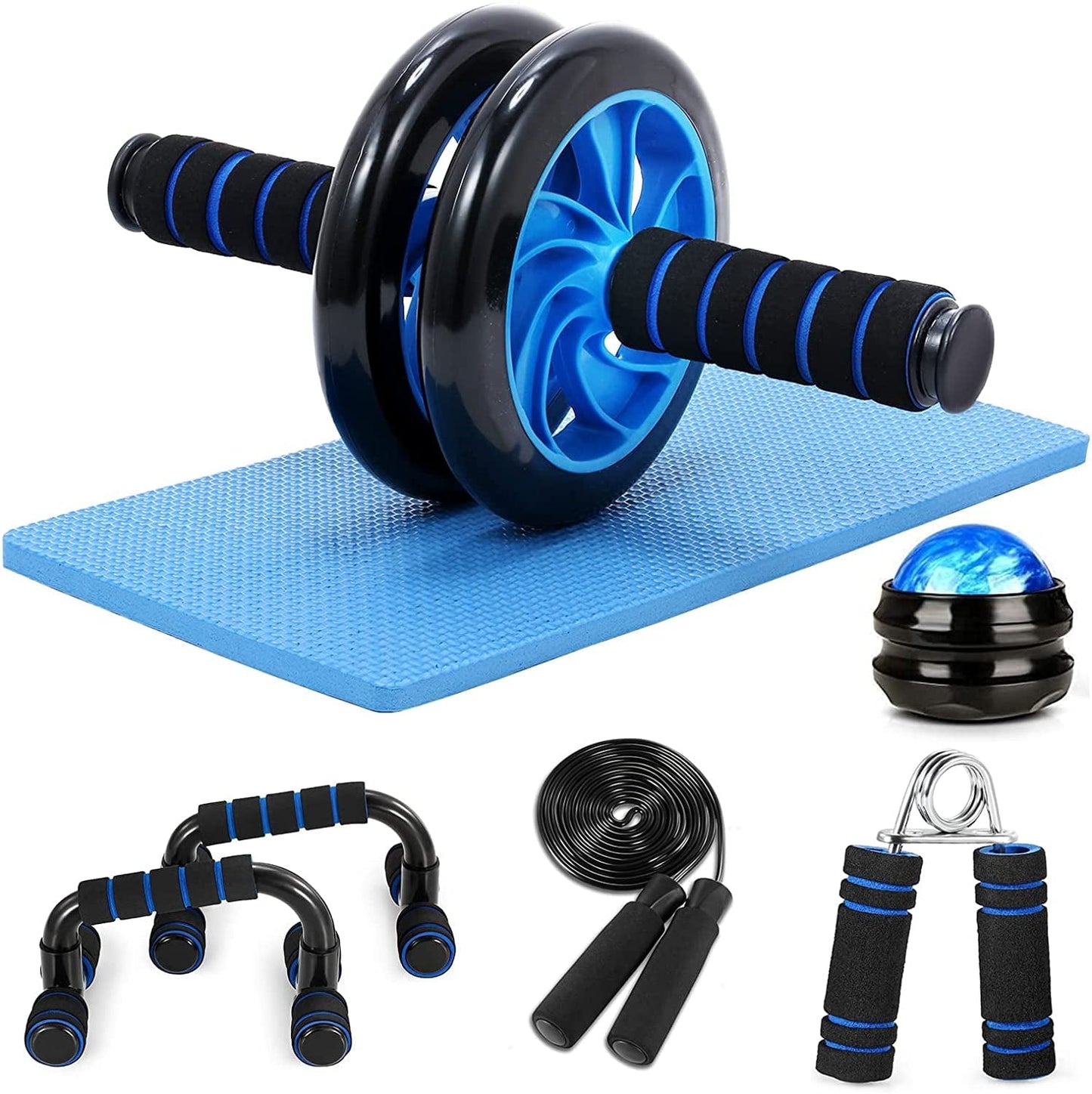 Aeike 5-In-1 AB Wheel Roller Kit with Push-Up Bar Jump Rope Hand Gripper and Knee Pad for Gym Home Workout