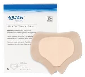 Aquacel 420626 Silicone Foam Dressing 7 X 8 Inch Sacral Adhesive with Border Sterile. Box of 5