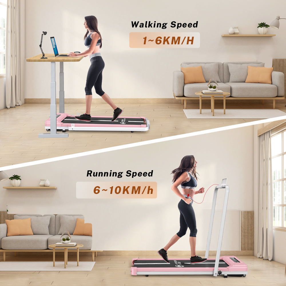 Under Desk Treadmill, 2 in 1 Folding Treadmill, Walking Pad with Bluetooth Speaker, Walking Jogging for Home Office