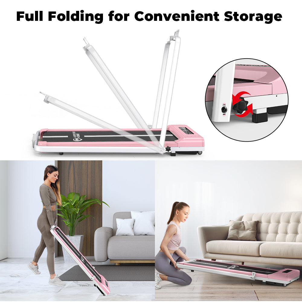 Under Desk Treadmill, 2 in 1 Folding Treadmill, Walking Pad with Bluetooth Speaker, Walking Jogging for Home Office