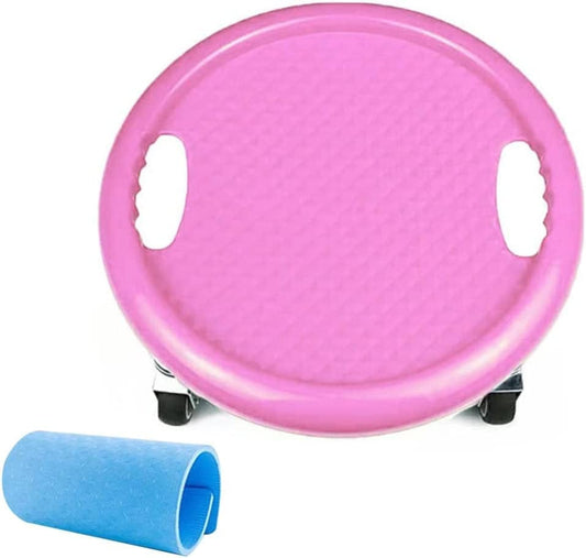 TRB Ab Wheel Roller with Knee Mat, Ab Machine Home Exercise Equipment for Men and Women, Workout Gear Infinity Hoop Workout Sliding Disc Fitness Mute Gym Equipment for Adults (Color : Pink)