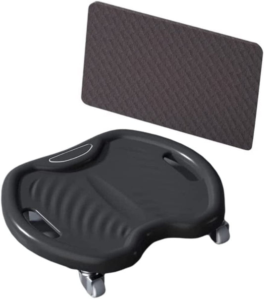 TRB Exercise Equipment Ab Roller for Home Workouts, Ab Crunch Machine Ab Wheel Roller with Knee Mat, Abdominal Plate 4-Wheel Silent Home Gym Equipment for Men and Women (Color : Black)