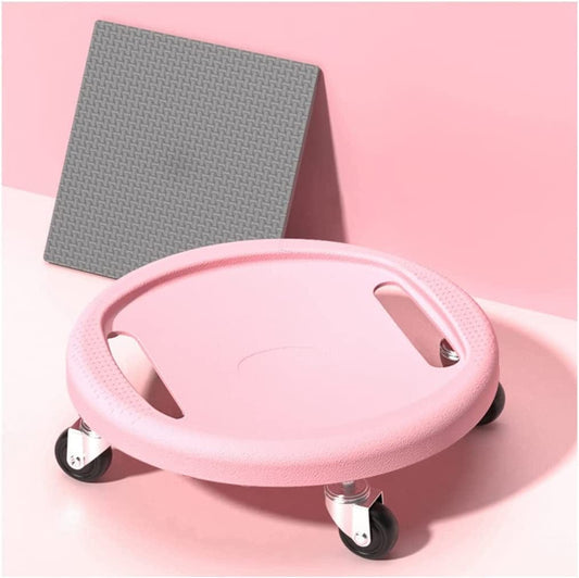 TRB Mens & Womens Ab Wheel Roller with Knee Mat, Ab Machine Exercise Equipment for Home Workouts, Ab Roller Infinity Hoop Workout Sliding Disc Mute Gym Equipment for Adults (Color : Pink)