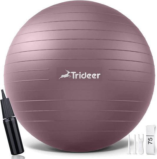 Trideer Exercise Ball, Nature Themed Yoga Ball, Easily Inflated Ball Chair, for Workout, Stability, Balance, Physical Therapy & Pregnancy, Quick Pump Included