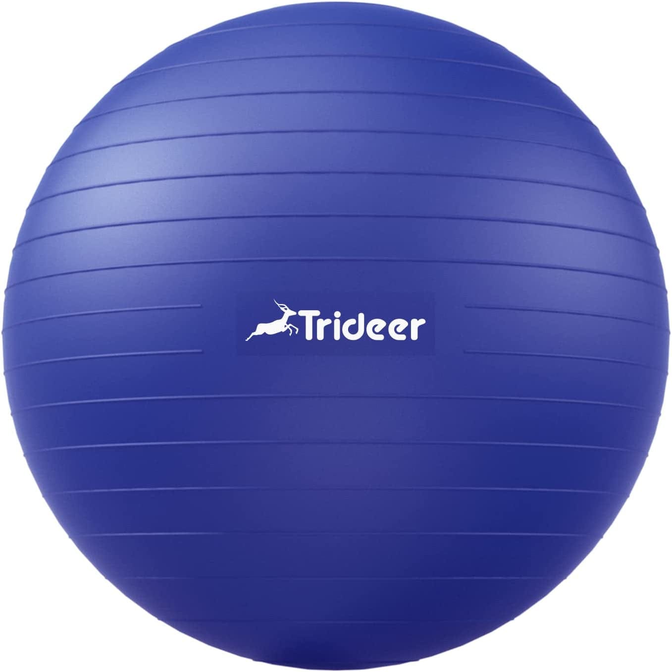 Trideer Yoga Ball Exercise Ball, 5 Sizes Ball Chair, Heavy Duty Swiss Ball for Balance, Stability, Pregnancy and Physical Therapy, Quick Pump Included