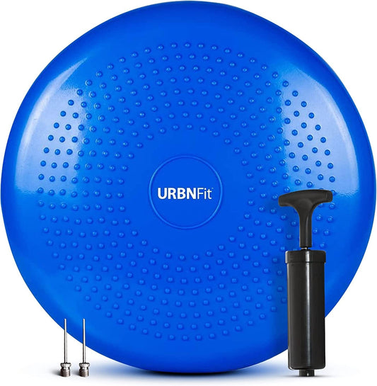 Urbnfit Wobble Cushion - Balance Disc for Core Stability, Strengthening, Physical Therapy Exercise, Office Chair or Kids Classroom - Sensory Wiggle Seat Pad W/ Air Pump