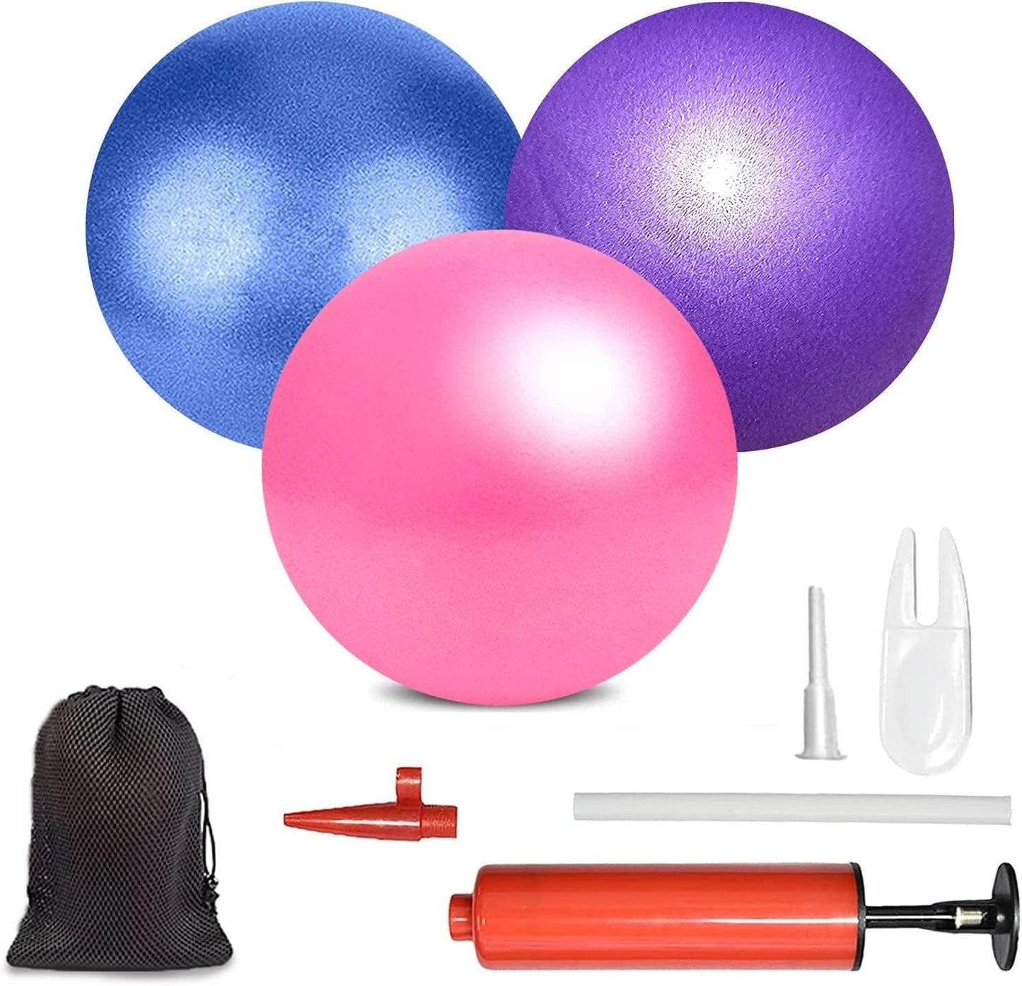 XIECCX Mini Yoga Balls Exercise Pilates Therapy Balance Bender Ball Barre Equipment for Home Stability Squishy Training Physicalcore Training (Pink/Blue/Purple)