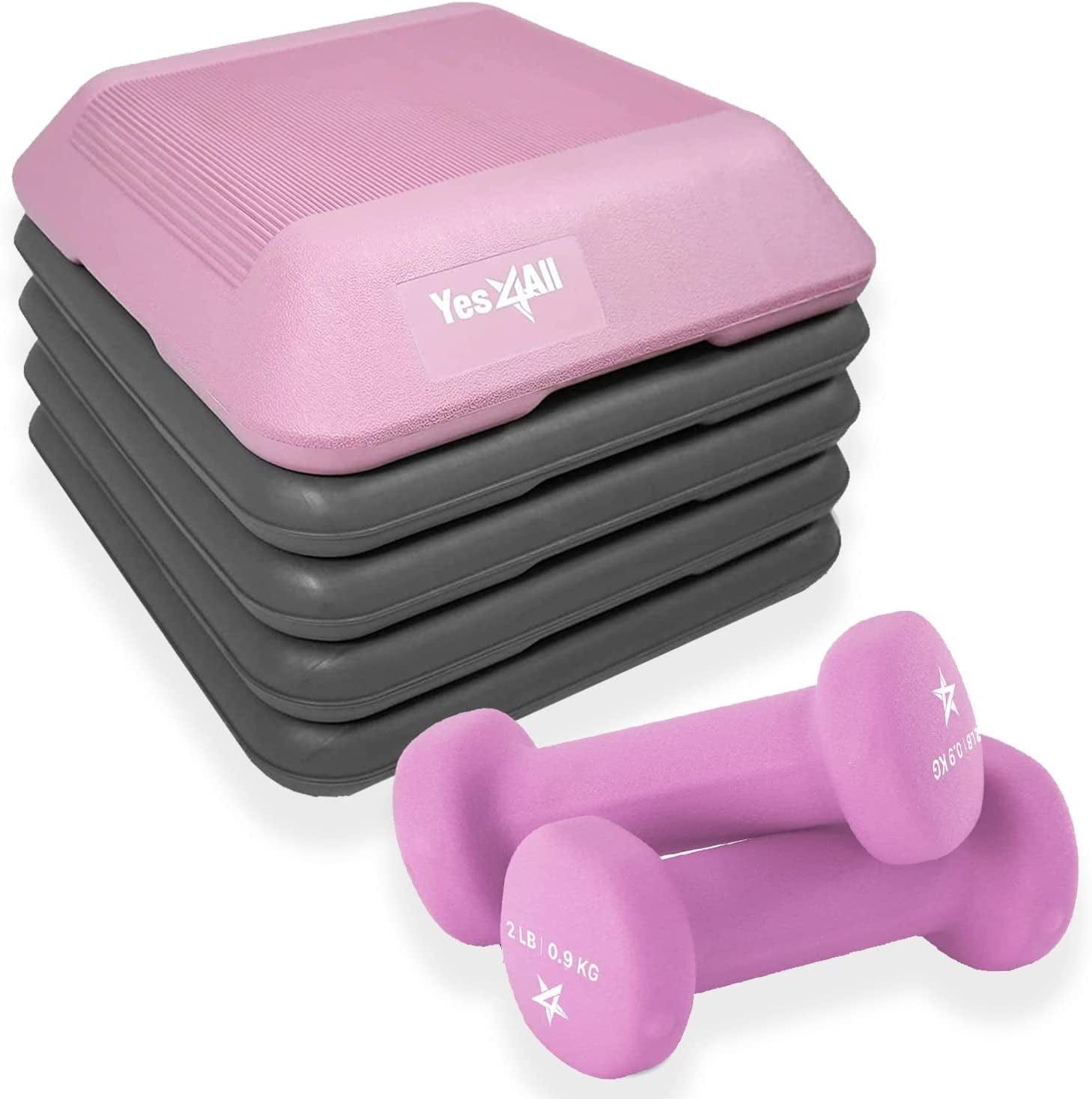 Yes4All 16"X16" Adjustable High Step Aerobic Platform with 4 Risers, Height-Adjustable 4"-6''-8''-10''-12" Step Aerobics Platform for Home Gym Exercise Fitness Workout