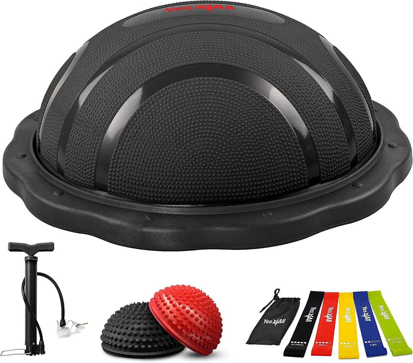 Yes4All Premium Half Peanut Balance Ball Trainer, Half Ball Balance Trainer for Full Body Workout, Balance Trainer Stability Half Ball for Core Training, Push-Up, Abs Workout