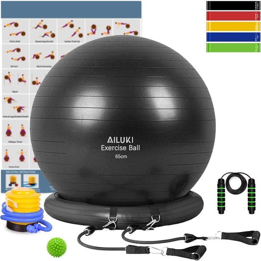 Yoga Ball, 65Cm Exercise Ball Fitness Balls Stability Ball Anti-Slip & Anti- Burst for Yoga,Pilates, Birthing, Balance & Fitness with Workout Guide & Quick Pump