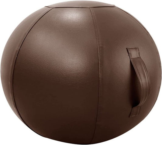 Yoga Ball Chair with Stability Ball Cover Pilates Exercise Ball Chair for Office and Desk Ergonomic Posture Exercise Ball Seat with Handle and Pump,Brown,25.6In