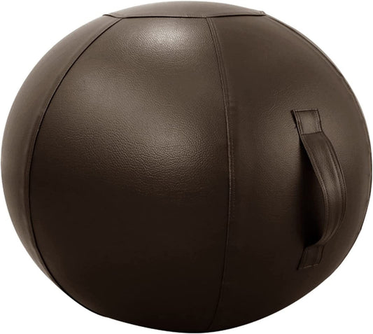 Yoga Ball Chair with Stability Ball Cover Pilates Exercise Ball Chair for Office and Desk Ergonomic Posture Exercise Ball Seat with Handle and Pump,Dark Brown,29.5In