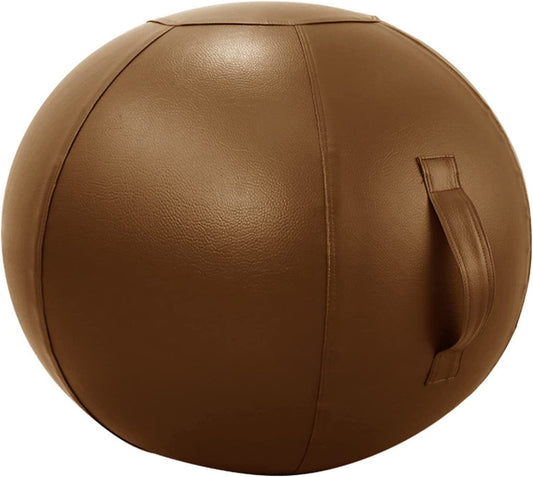 Yoga Ball Chair with Stability Ball Cover Pilates Exercise Ball Chair for Office and Desk Ergonomic Posture Exercise Ball Seat with Handle and Pump,Light Brown,29.5In