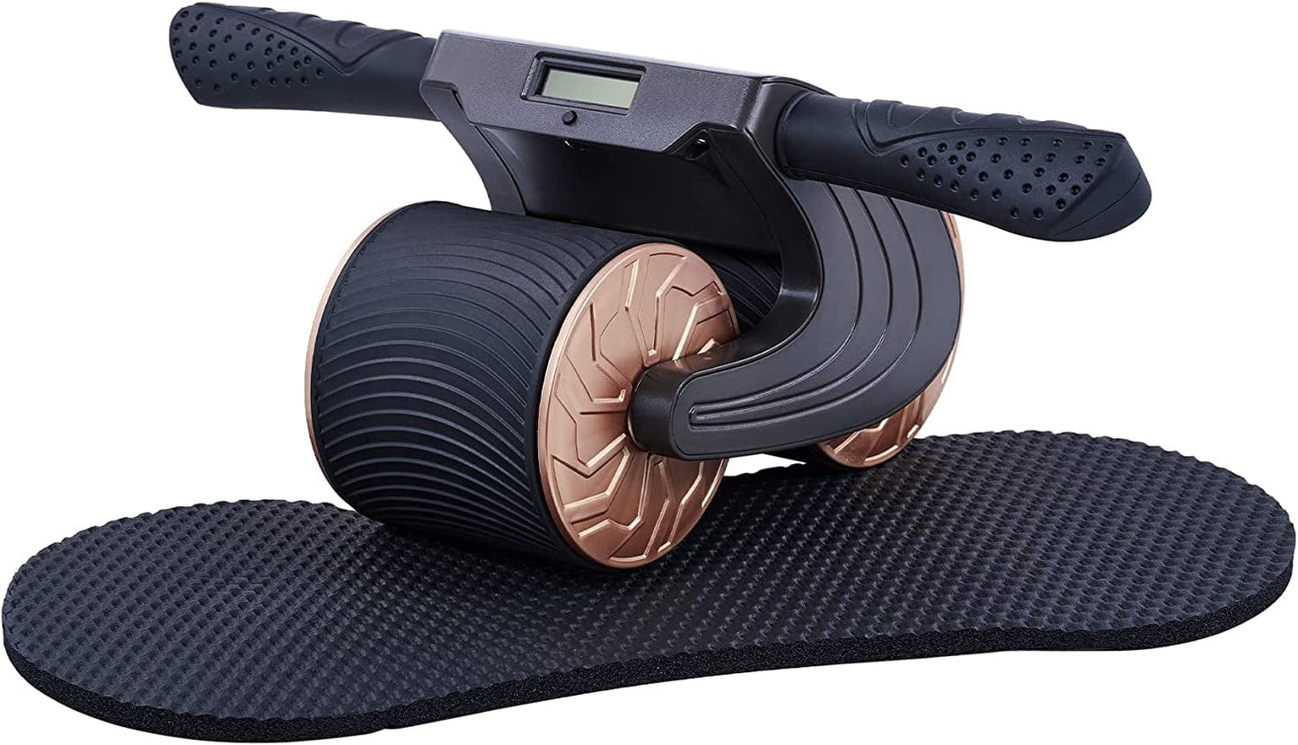 ZELUS Ab Roller Wheel for Home Gym, Ab Roller Exercise Equipment with 3.6" Dual Wheels Auto Rebound Assistance Digital Display Knee Pad, Core Strength Trainer Fitness Equipment for Home Workouts
