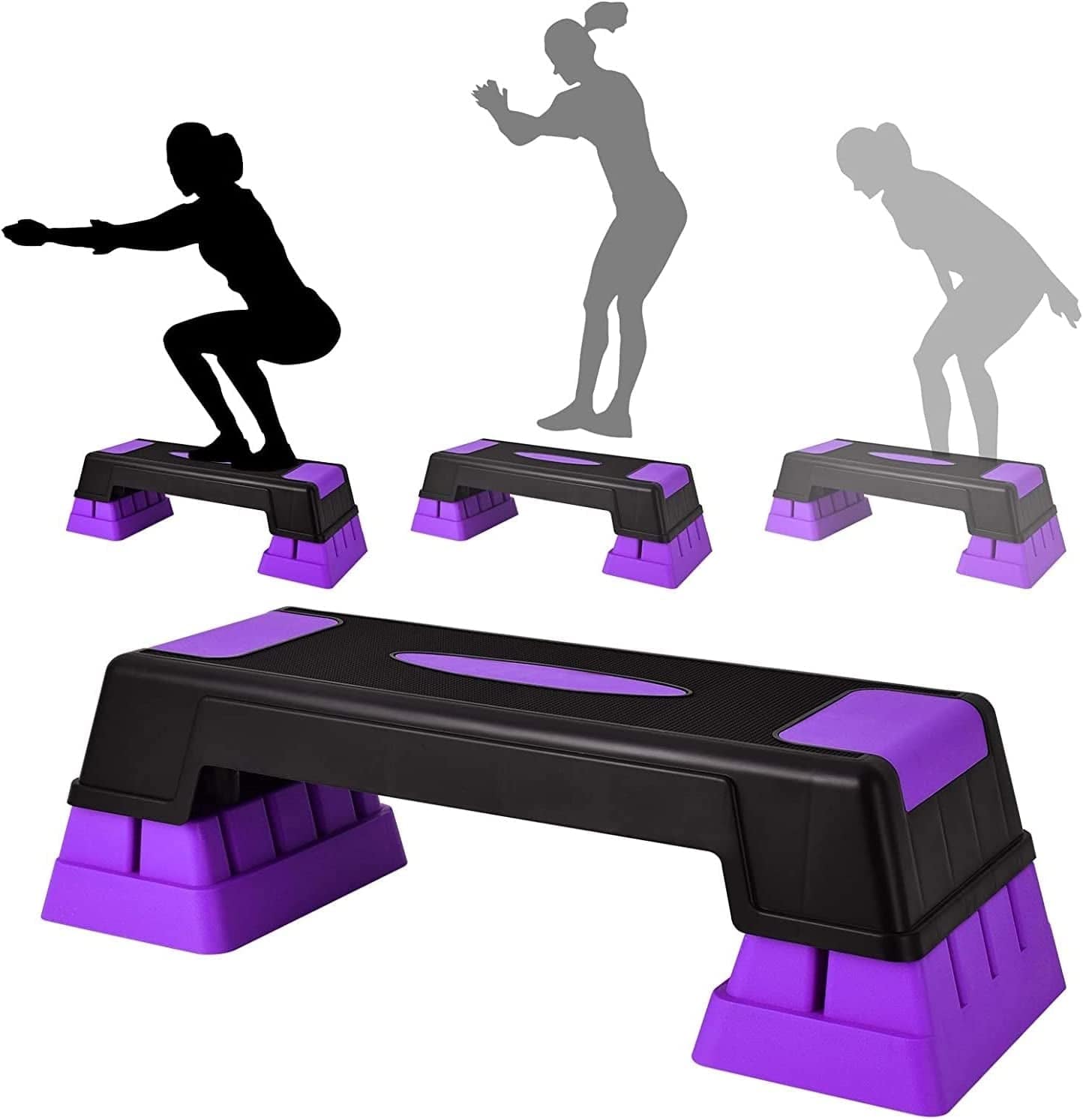 Zimbala 30" Aerobic Stepper with Risers, Workout Fitness Exercise Step Platform, Non-Slip Surface, 5"-7"-9" Levels Height Adjustable, Exercise Equipment Stepper for Gym, Home and Office